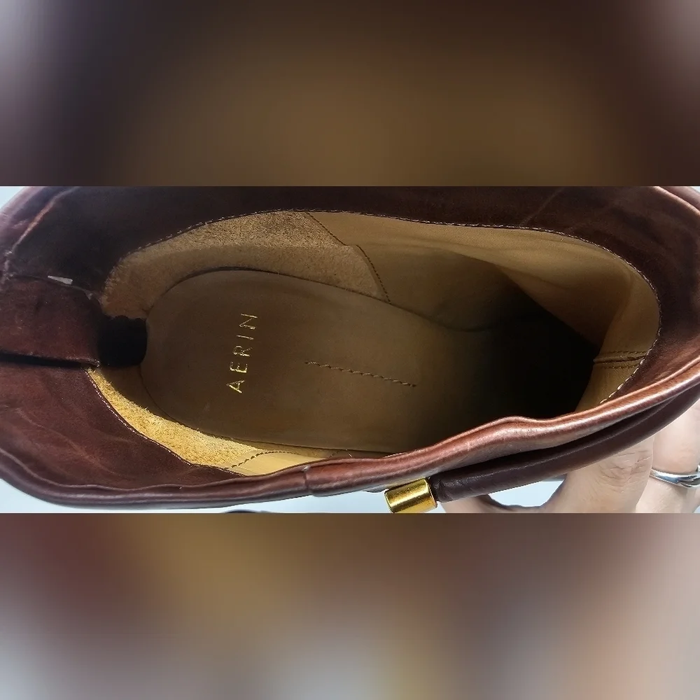 Aerin Women's Fuller Brown Leather Zip Up Ultra High Heel Ankle Boots Size 10M